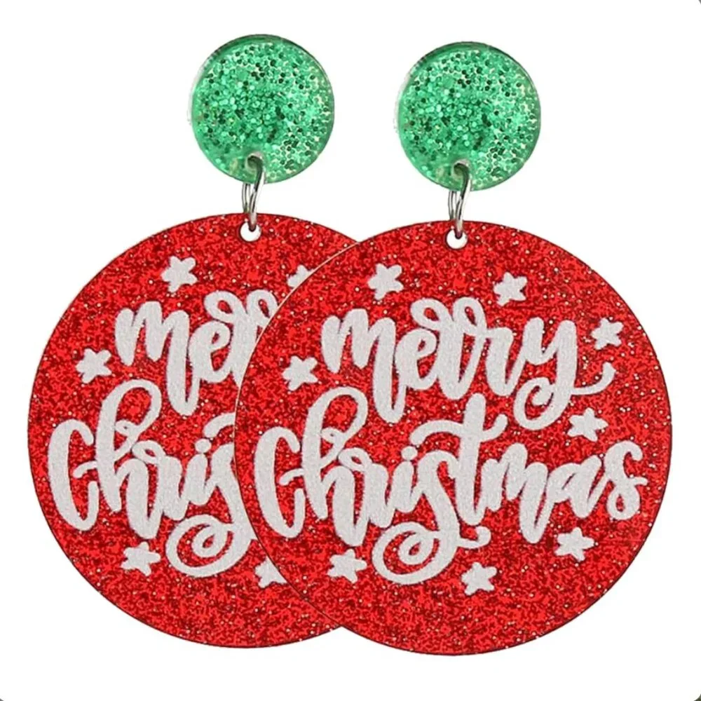 Merry Christmas Ornament Christmas Dangle Earrings NEW